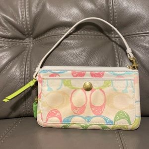 Vintage Coach Scribble Signature Logo Wristlet